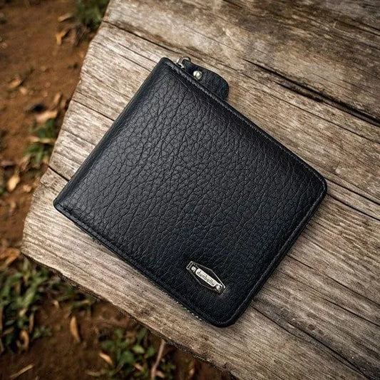 Black Leather with Zipper Closure