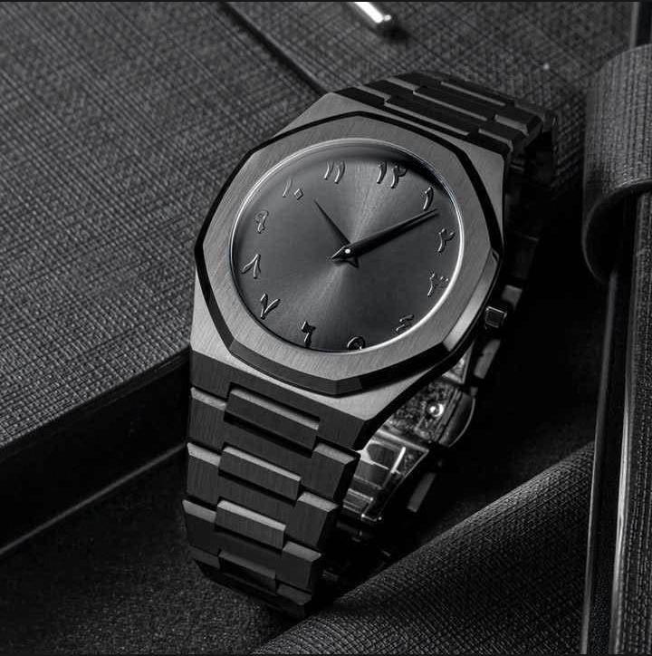 Black Stainless Steel Watch with Quartz Movement