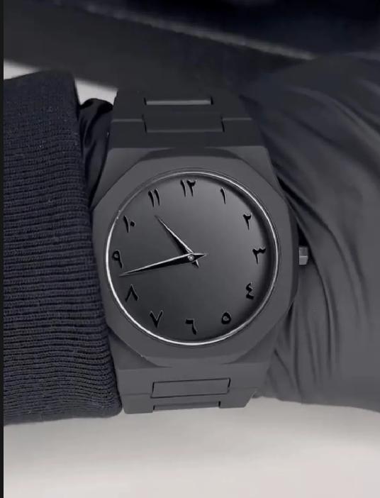 Black Stainless Steel Watch with Quartz Movement