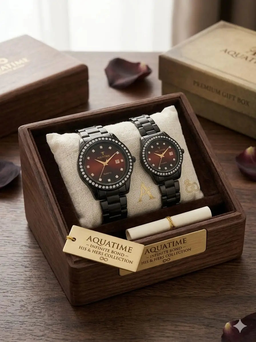 Couple's Stainless Steel Quartz Watches