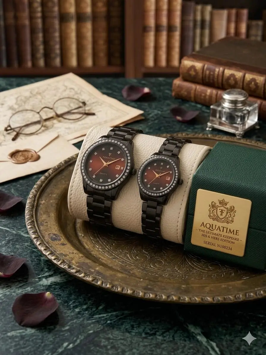 Couple's Stainless Steel Quartz Watches