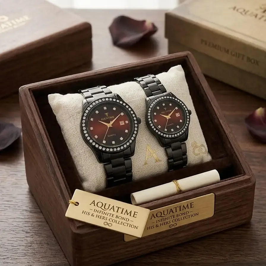 Couple's Stainless Steel Quartz Watches