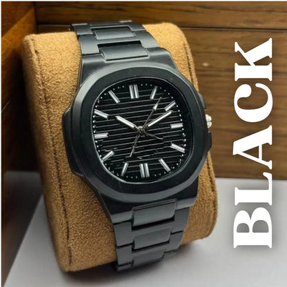 Golden Men's Quartz Watch with Chain Strap
