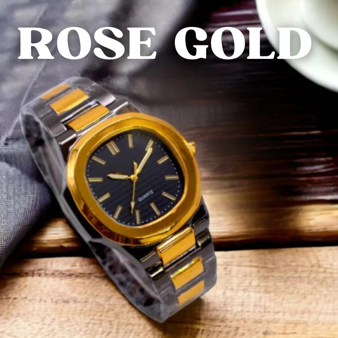 Golden Men's Quartz Watch with Chain Strap