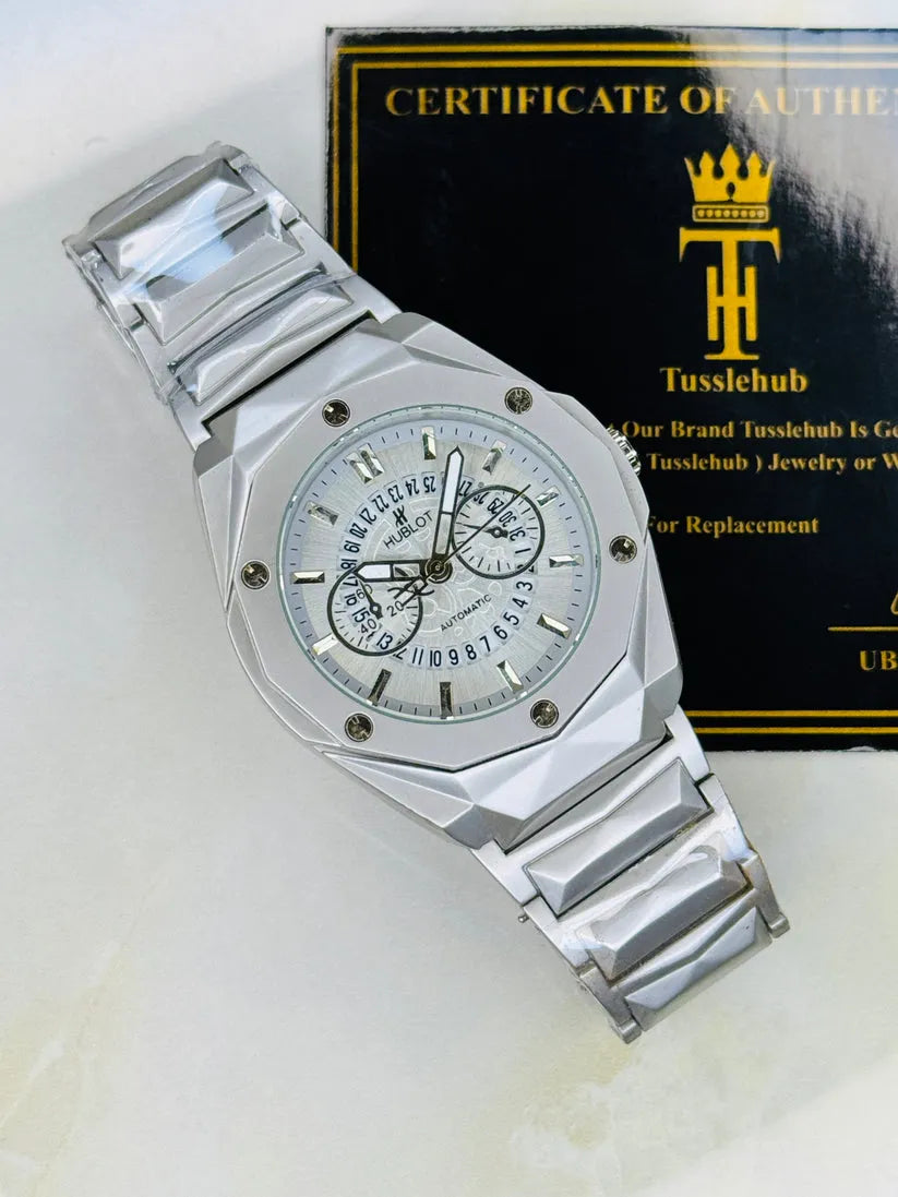 Hublot Prism / Diamond Cut Chain Watch replica white