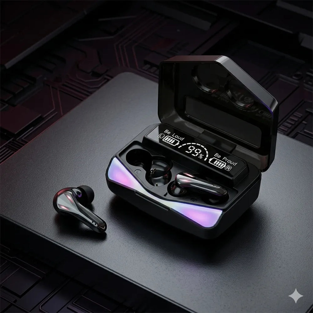 M28 Wireless Earbuds Black Bluetooth 5.3 with LED Display