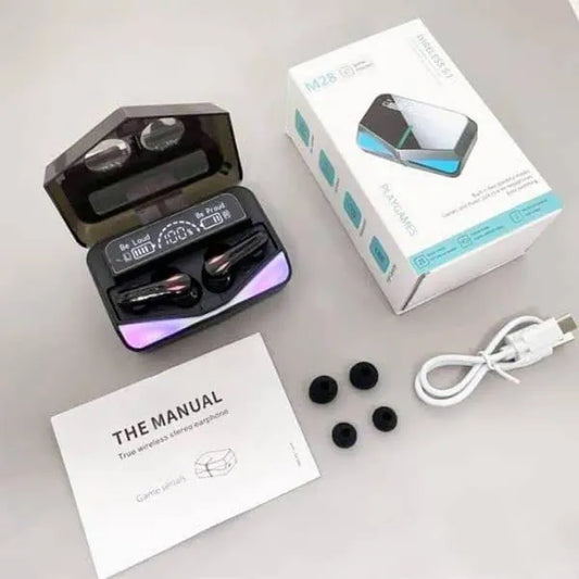 M28 Wireless Earbuds Black Bluetooth 5.3 with LED Display