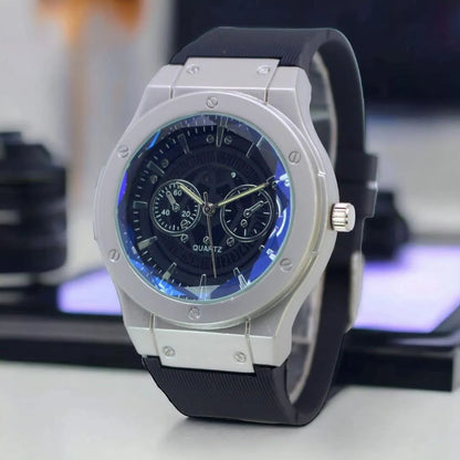 Men's Black Blue Grey Brown Silver Water Resistant Quartz Watch 8cm