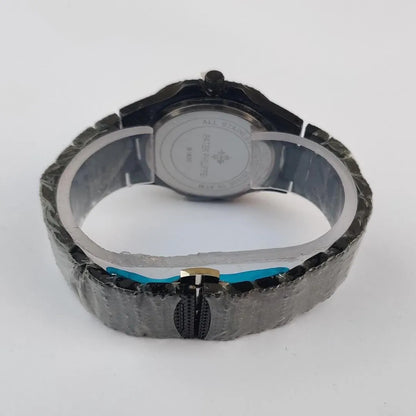 Men's Black Diamond Bezel Analog Watch Stainless Steel