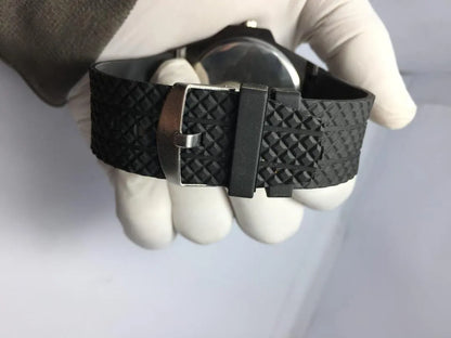 Men's Black Rubber Strap Skeletonized Watch with Turbine Sub-Dial