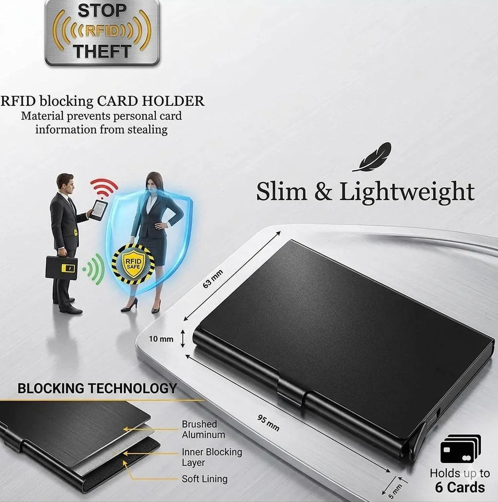Men's Slim Black PU Leather Wallet with RFID Theft Protection