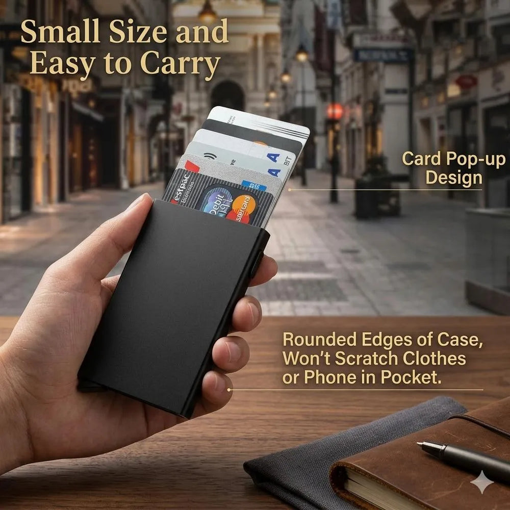 Men's Slim Black PU Leather Wallet with RFID Theft Protection