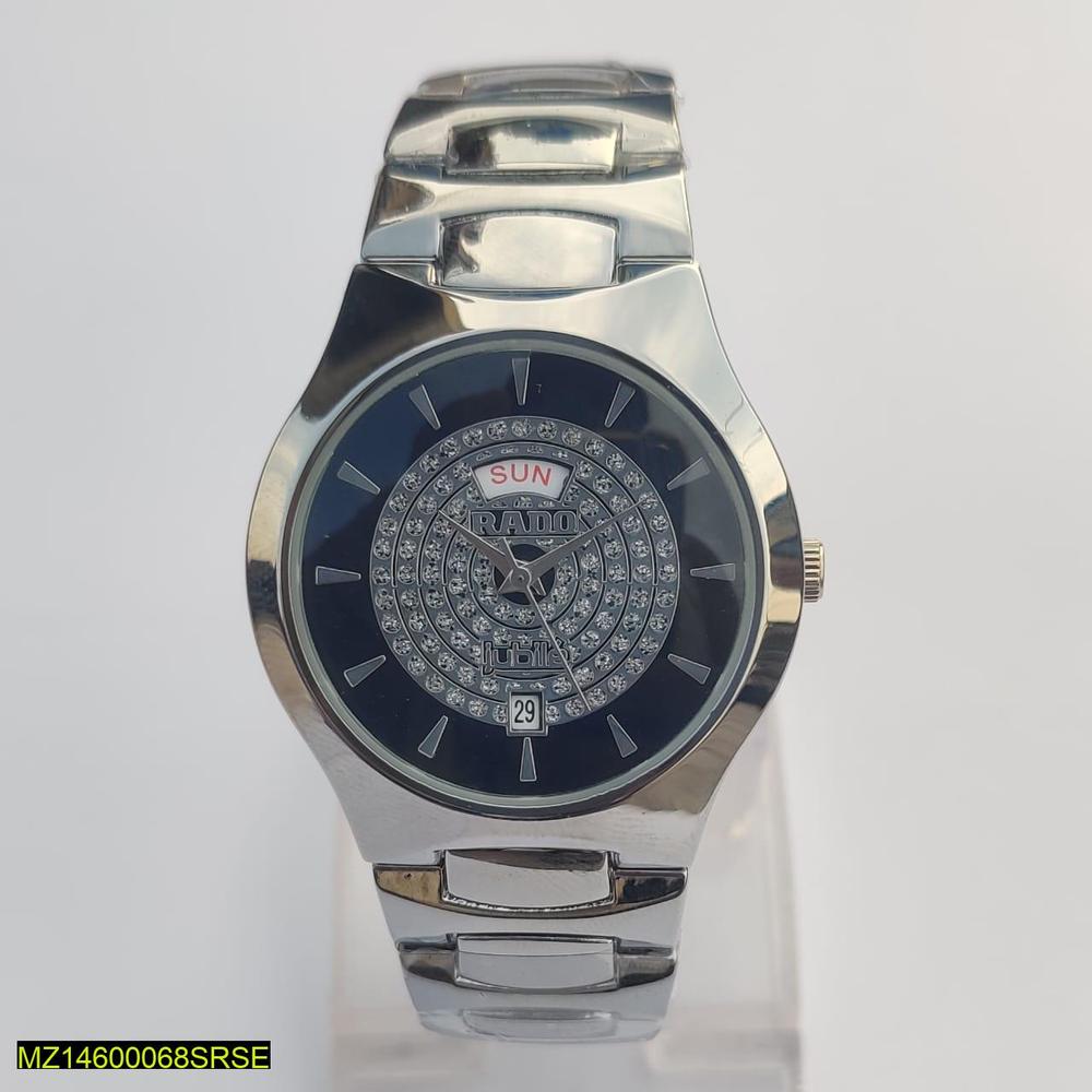 Men's Stainless Steel Quartz Watch Black Dial