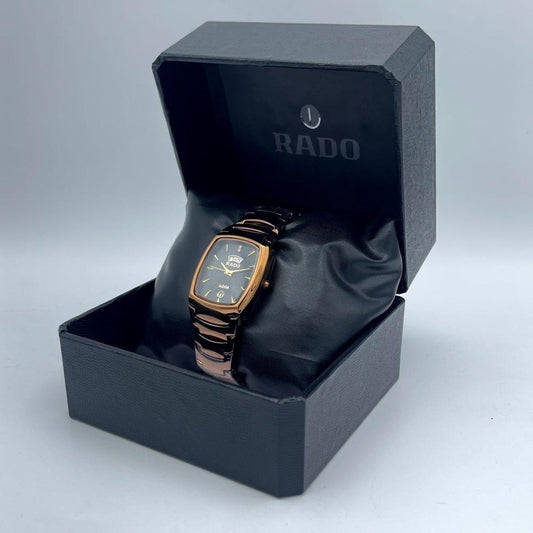 Men's Stainless Steel Watch Black Gold Quartz