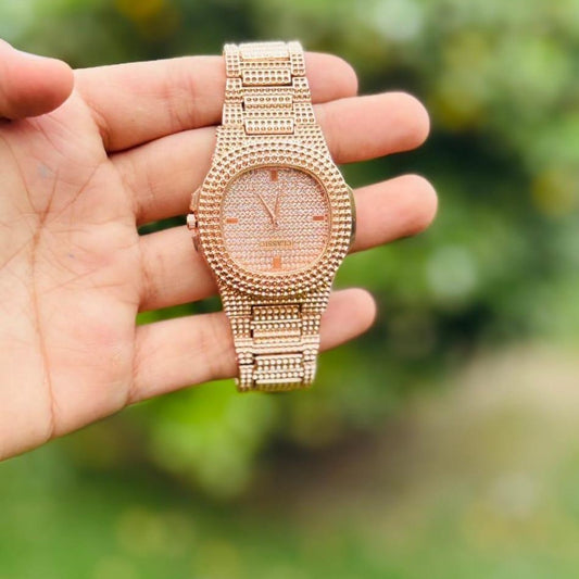 Rose Gold Textured Chain Watch