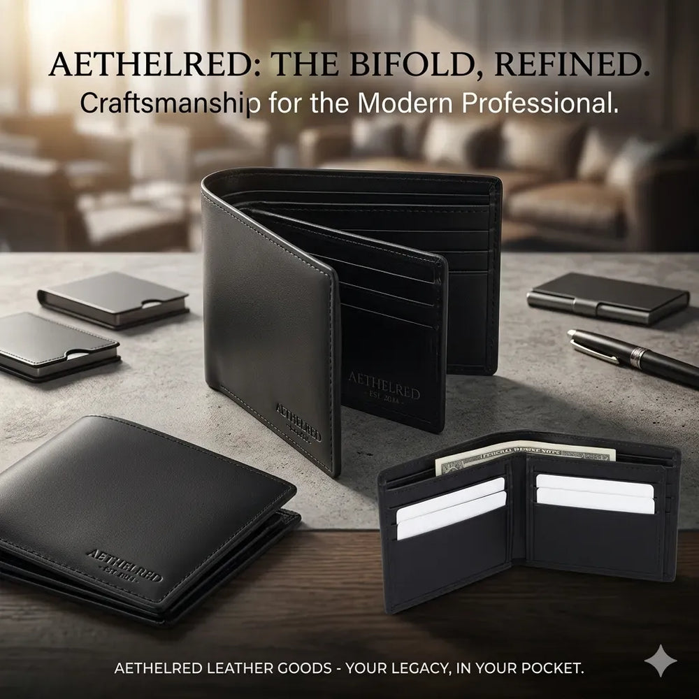 Tri-Fold Leather Wallet Black Brown