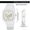 White Square Analog with Gold Accents watch