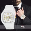 White Square Analog with Gold Accents watch